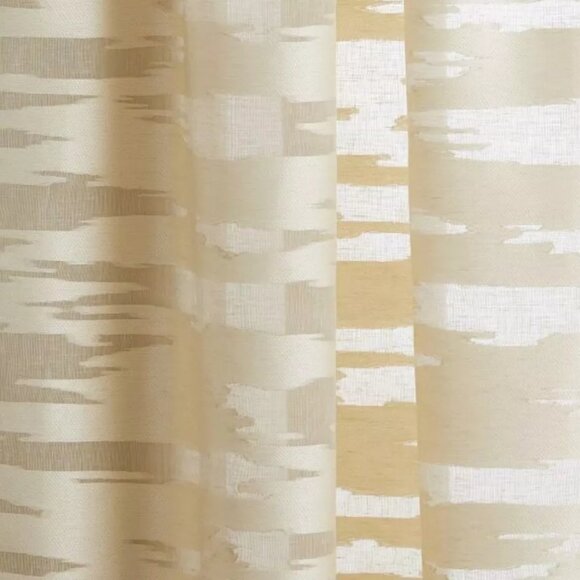 Set of 2 48W x 84L Beige West Elm Textured Clipped Jacquard Semi-sheer Curtains - Picture 7 of 7